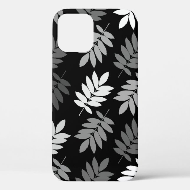 Elder Leaf Lg Pattern Black White Grey Case-Mate iPhone Case (Back)