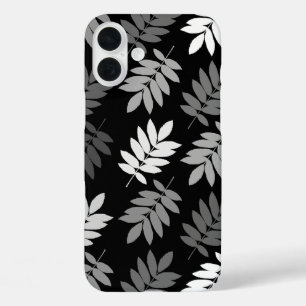 Elder Leaf Lg Pattern Black White Grey iPhone 16 Plus Case