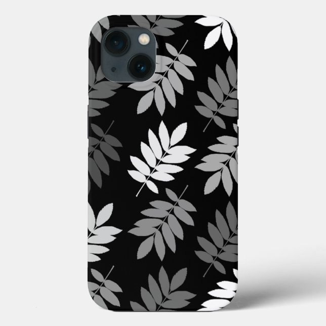 Elder Leaf Lg Pattern Black White Grey Case-Mate iPhone Case (Back)
