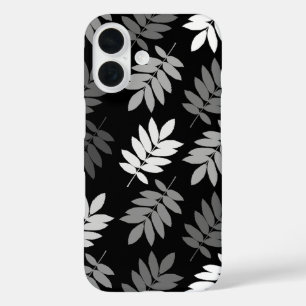 Elder Leaf Lg Pattern Black White Grey iPhone 16 Case