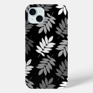 Elder Leaf Lg Pattern Black White Grey iPhone 15 Mini Case