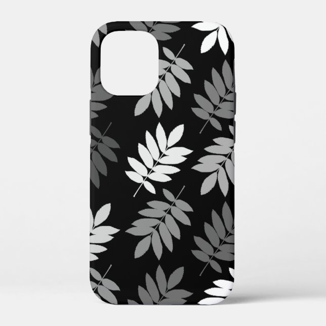 Elder Leaf Lg Pattern Black White Grey Case-Mate iPhone Case (Back)
