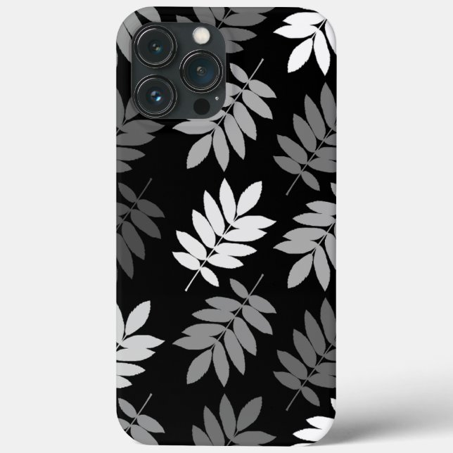 Elder Leaf Lg Pattern Black White Grey Case-Mate iPhone Case (Back)