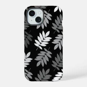 Elder Leaf Lg Pattern Black White Grey iPhone 15 Case