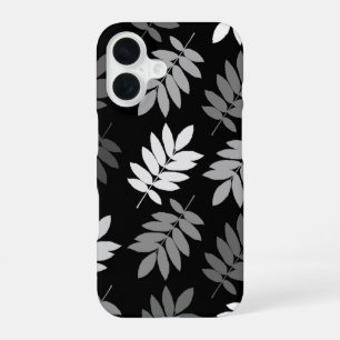 Elder Leaf Lg Pattern Black White Grey iPhone 16 Case