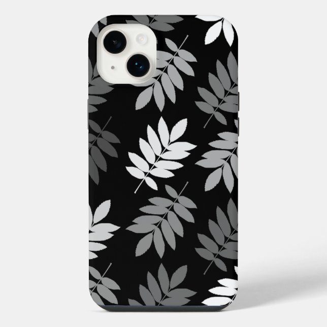Elder Leaf Lg Pattern Black White Grey iPhone Case (Back)