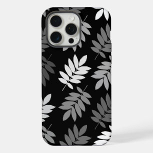 Elder Leaf Lg Pattern Black White Grey iPhone 15 Pro Max Case