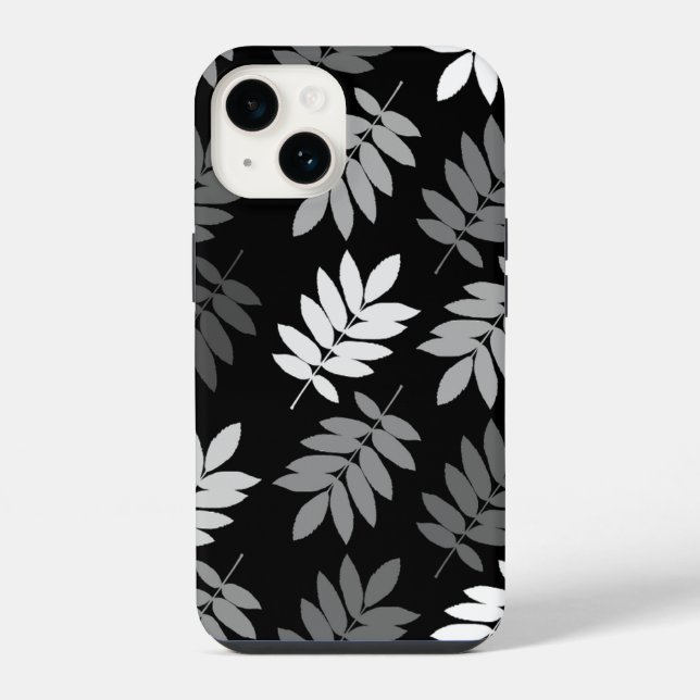 Elder Leaf Lg Pattern Black White Grey iPhone Case (Back)