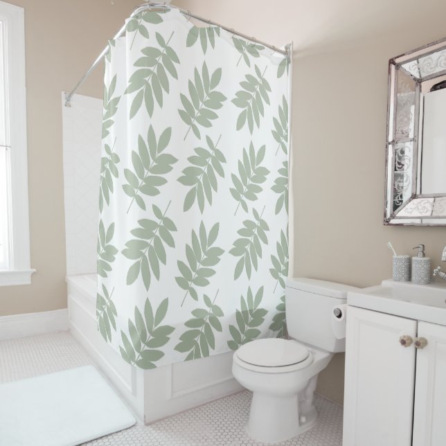 Elder Leaf Lg Pattern Green on White (In Situ)