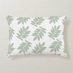 Elder Leaf Pattern 2Way Green+White Accent Pillow