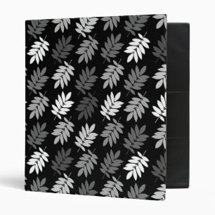 Elder Leaf Pattern Black White Grey Binder