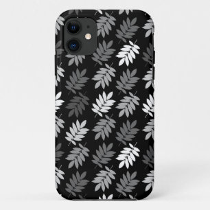Elder Leaf Pattern Black White Grey iPhone 11 Case