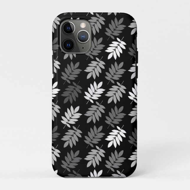 Elder Leaf Pattern Black White Grey Case-Mate iPhone Case (Back)