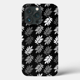 Elder Leaf Pattern Black White Grey iPhone 13 Pro Case