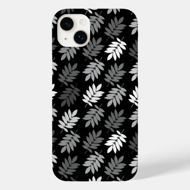 Elder Leaf Pattern Black White Grey Case-Mate iPhone Case (Back)