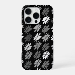 Elder Leaf Pattern Black White Grey iPhone 16 Pro Case