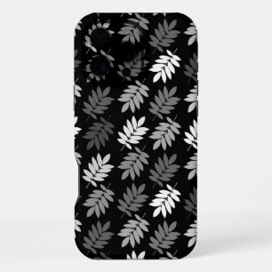 Elder Leaf Pattern Black White Grey iPhone 16 Pro Max Case