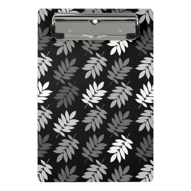 Elder Leaf Pattern Black White Grey Mini Clipboard (Front)