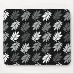 Elder Leaf Pattern Black White Grey Mouse Pad<br><div class="desc">Elder tree leaf silhouette in a surface pattern design with grey and white detail on a black background.</div>