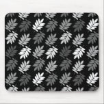 Elder Leaf Pattern Black White Grey Mouse Pad<br><div class="desc">Elder tree leaf silhouette in a surface pattern design with grey and white detail on a black background.</div>