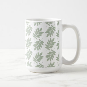 Elder Leaf Pattern Green+White Coffee Mug