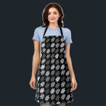 Elder Leaf Rpt Pattern Black White Grey Apron<br><div class="desc">Elder tree leaf silhouette in a surface pattern design with grey and white detail on a black background.</div>