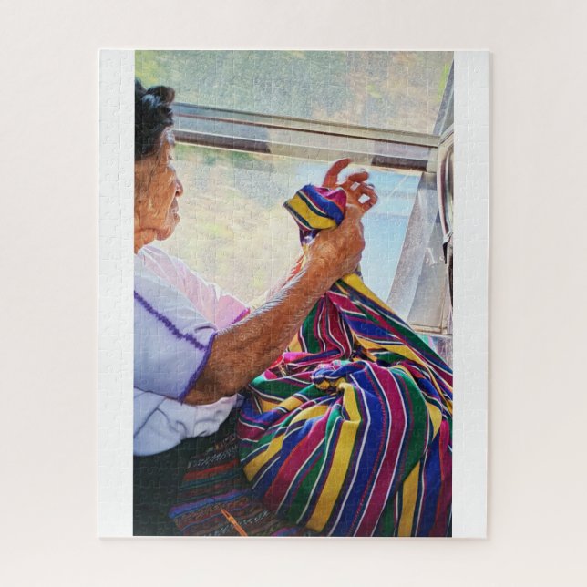 Elder Woman Sewing on Bus Jigsaw Puzzle (Vertical)