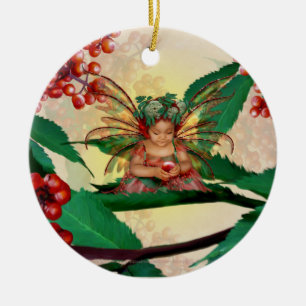 Elderberry Fairy Ceramic Ornament