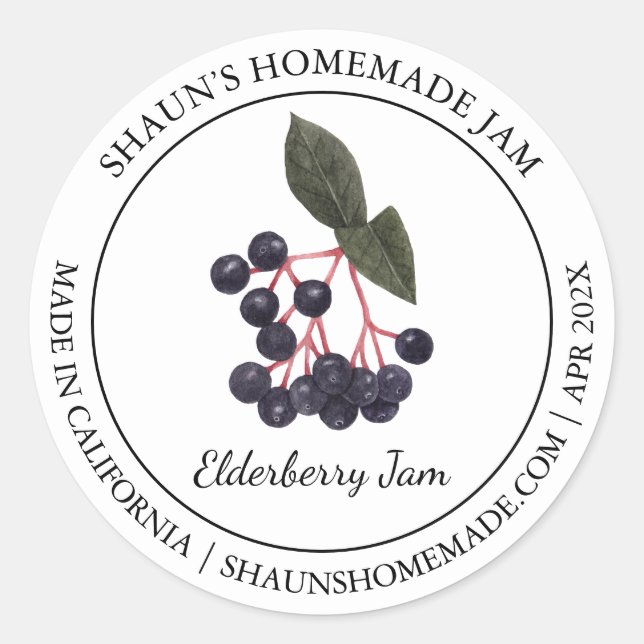 Elderberry Jam Modern label (Front)
