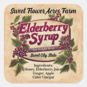 Elderberry Syrup Business Product Bottle Label