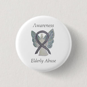 Elderly Abuse Awareness Silver Angel Ribbon Pin