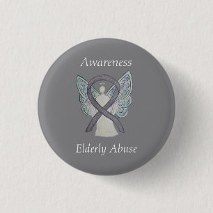 Elderly Abuse Awareness Silver Angel Ribbon Pin