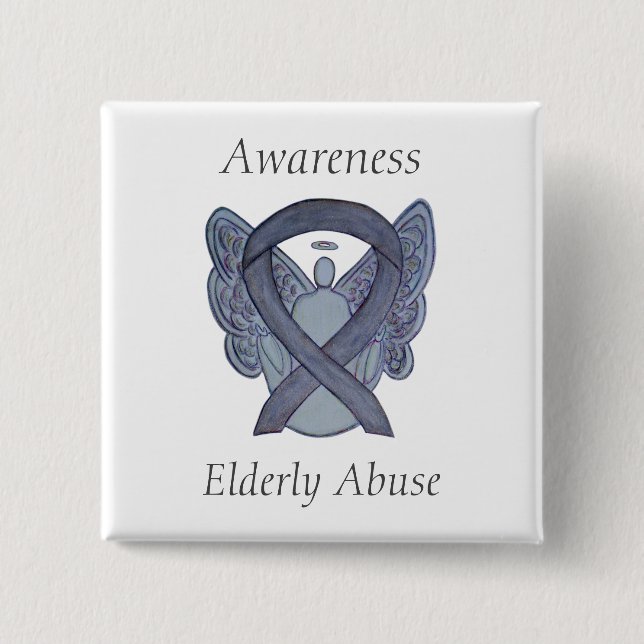 Elderly Abuse Awareness Silver Angel Ribbon Pin (Front)