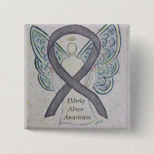 Elderly Abuse Awareness Silver Angel Ribbon Pin