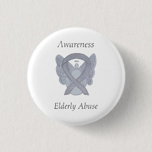 Elderly Abuse Awareness Silver Angel Ribbon Pin