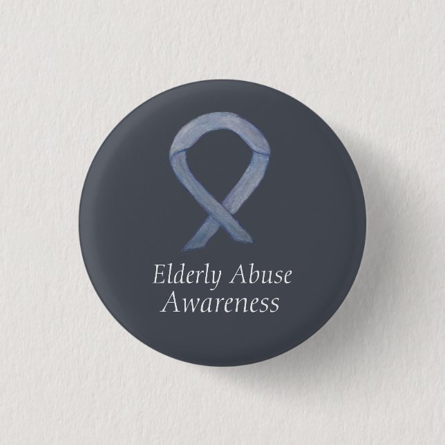 Elderly Abuse Awareness Silver Ribbon Custom Pin (Front)