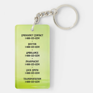 Elderly and Forgetful Persons Emergency Contact Keychain