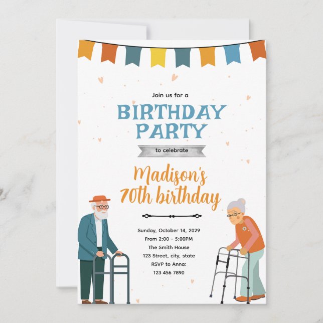 Elderly birthday Party Invitation (Front)