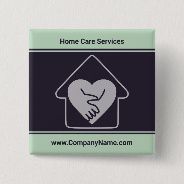 Elderly Care Custom Logo & Custom Text Promotional 2 Inch Square Button (Front)
