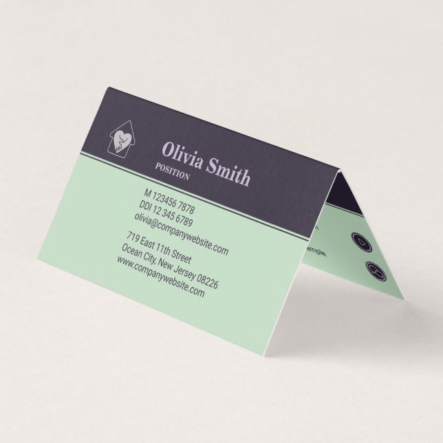 Elderly Care Professional Purple Business Card (Front)