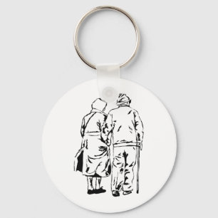 Elderly Couple Keychain