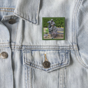 Elderly Couple Serenade Botanical Garden 2 Inch Square Button
