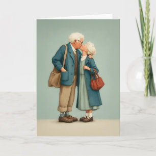 Elderly Couple Sharing Tender Kiss Card