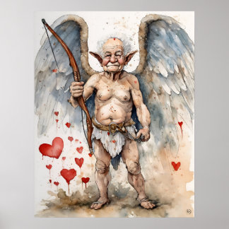 Elderly Cupid Valentine Poster