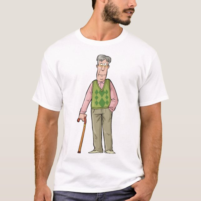 Elderly Man With A Walking Stick T-Shirt (Front)
