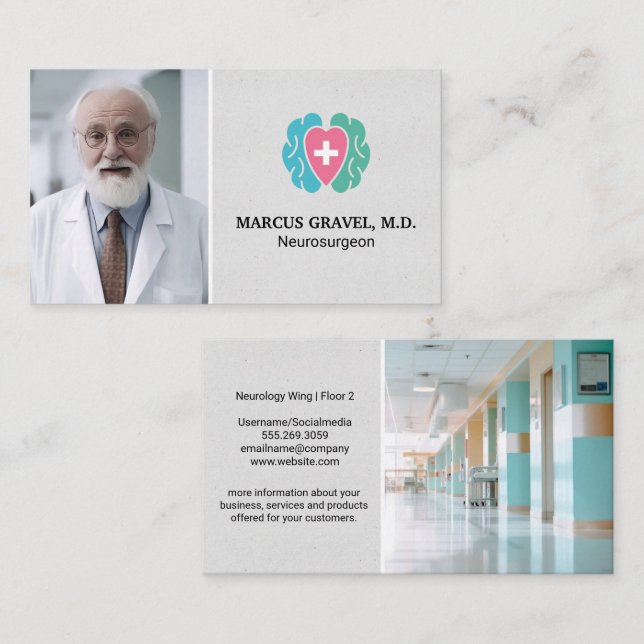 Elderly Medical Doctor | Hospital Wing Business Card (Front/Back)
