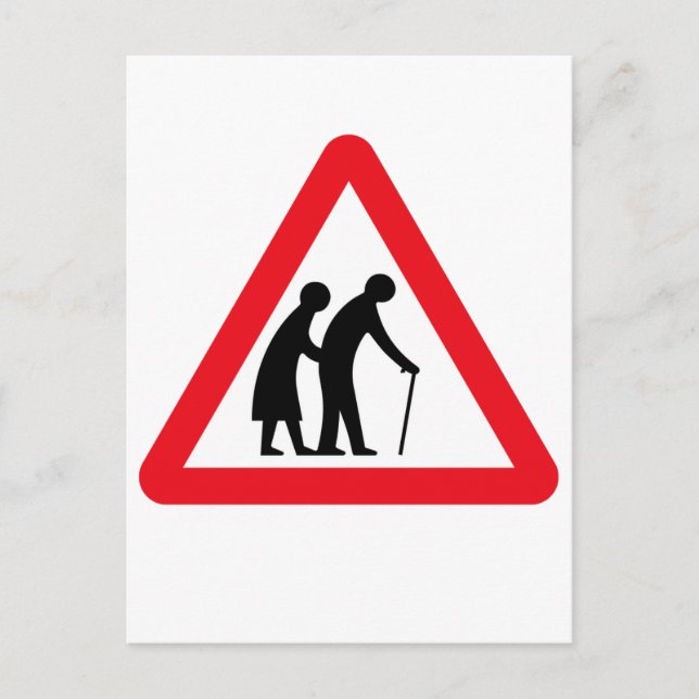 Elderly People (1), Traffic Sign, UK Postcard (Front)
