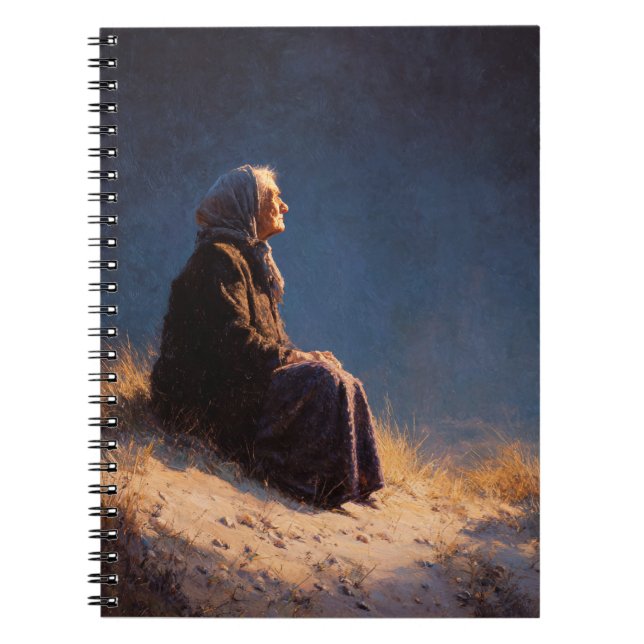 Elderly Woman Sunset Reflection Notebook (Front)