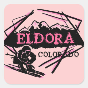 Eldora Colorado pink ski mountain stickers