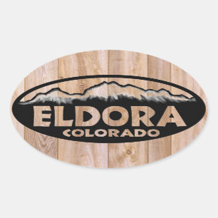 Eldora Colorado wooden sign oval stickers